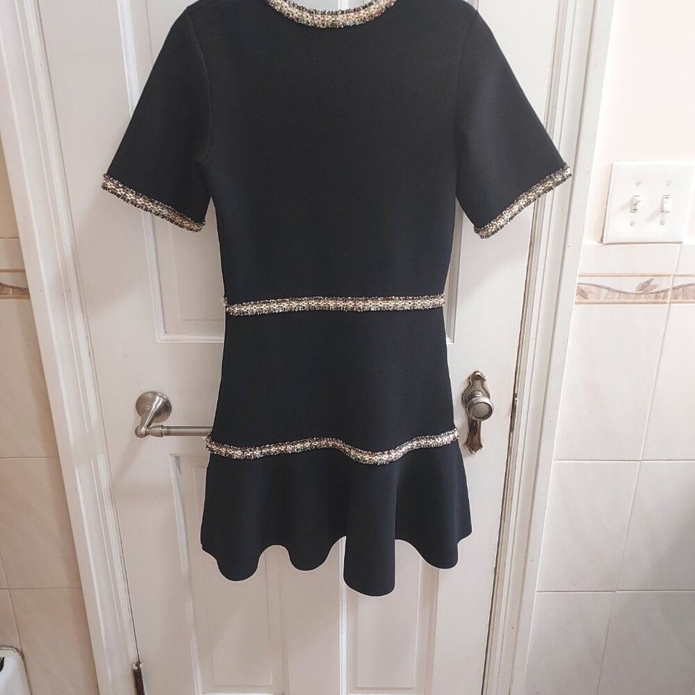 MAJE Rongalon Tweed Trimmed Knit Black Dress - Picture 8 of 9